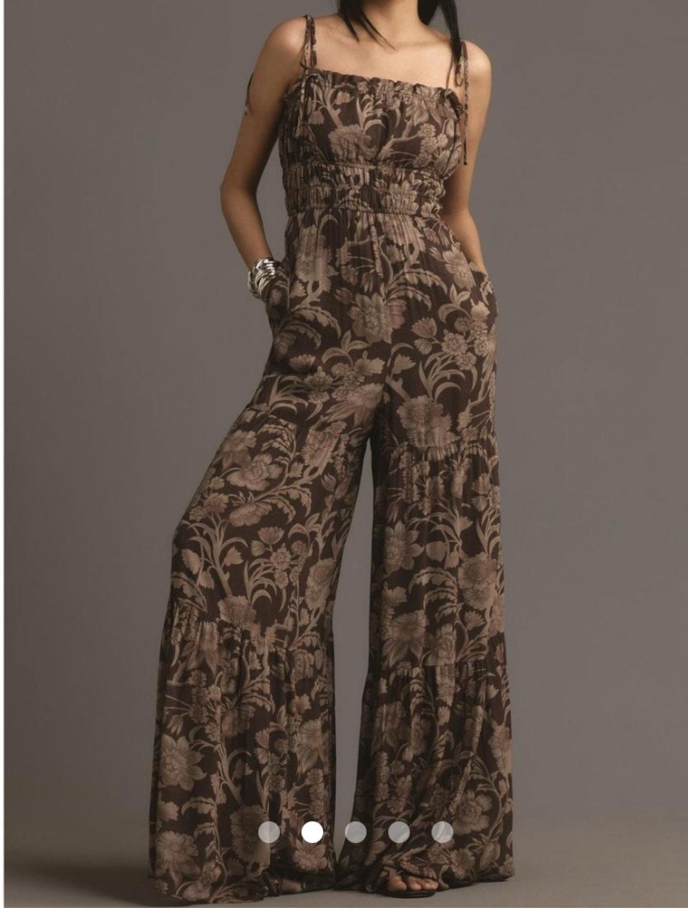 Anthropologie Hutch wide leg floral jumpsuit